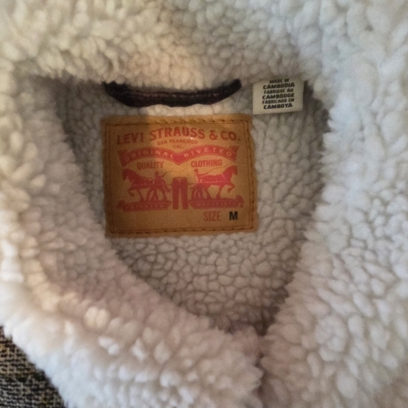 Levi's Corduroy Tan and Brown Plaid Sherpa Jacket - Picture 3 of 4